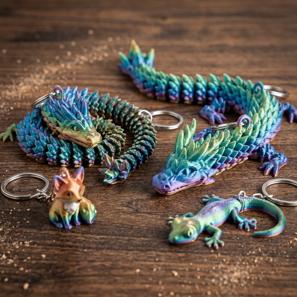 Articulated animal keychains