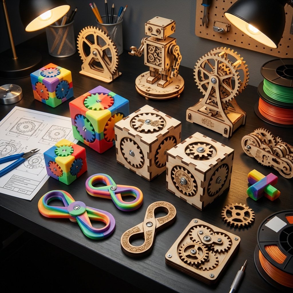 Assortment of mechanical fidget toys